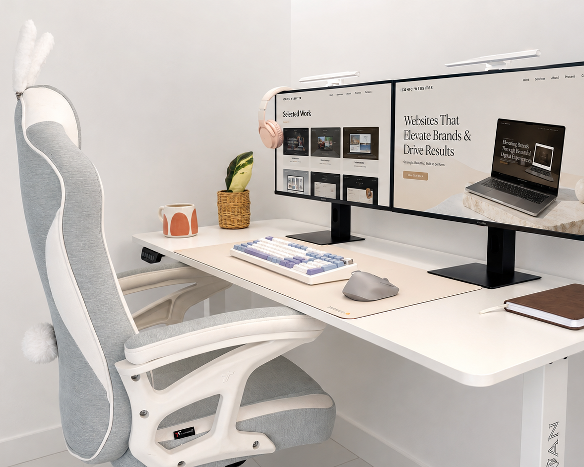 Founder working at a laptop